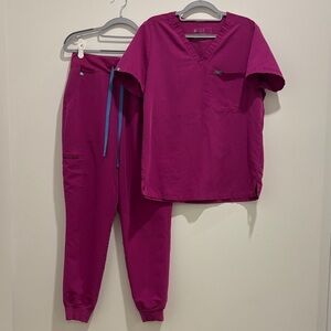 Figs Vibrant Purple Scrub Set, High Waisted Zamora Joggers